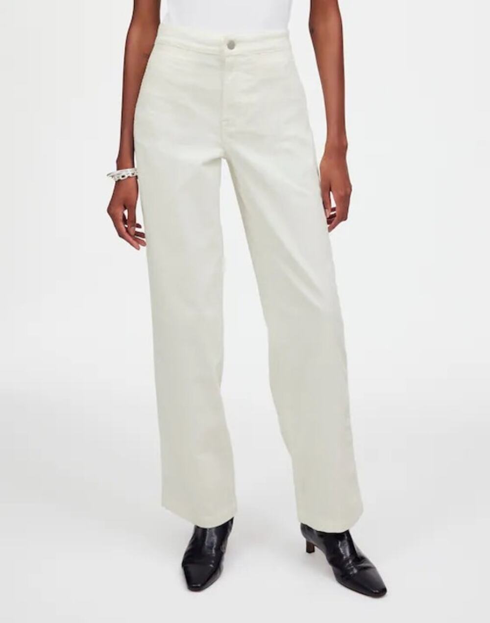 NWT Madewell The Emmett Wide-Leg Pant Corduroy Welt Pocket Edition White Size 32